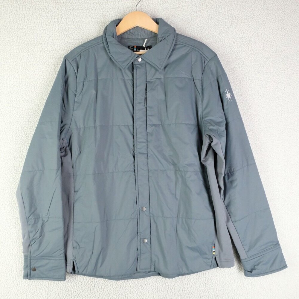 Smartwool Jacket Mens Medium Blue Shacket Shirt Snap Smartloft Pewter JKT